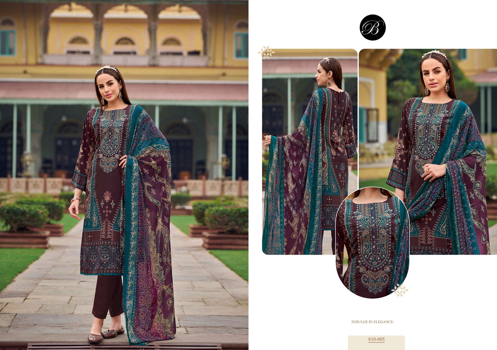 Gazal Vol 2 By Belliza Crepe Embroidered Dress Material Exporters In India